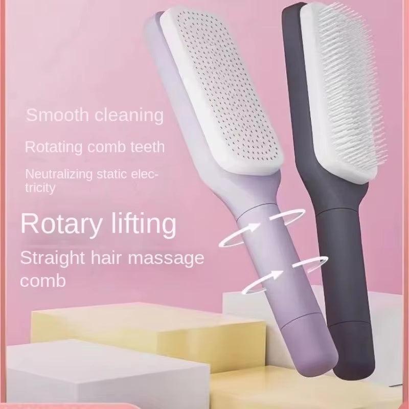 SilkyStrands™ AirCushion Self-Cleaning Hairbrush - Silky Strands