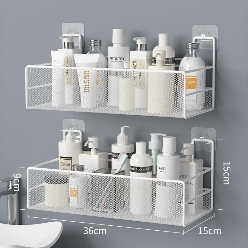 SilkyStrands™ Wall-Mounted Bathroom Shelf - No-Drill Shower Organizer - Silky Strands