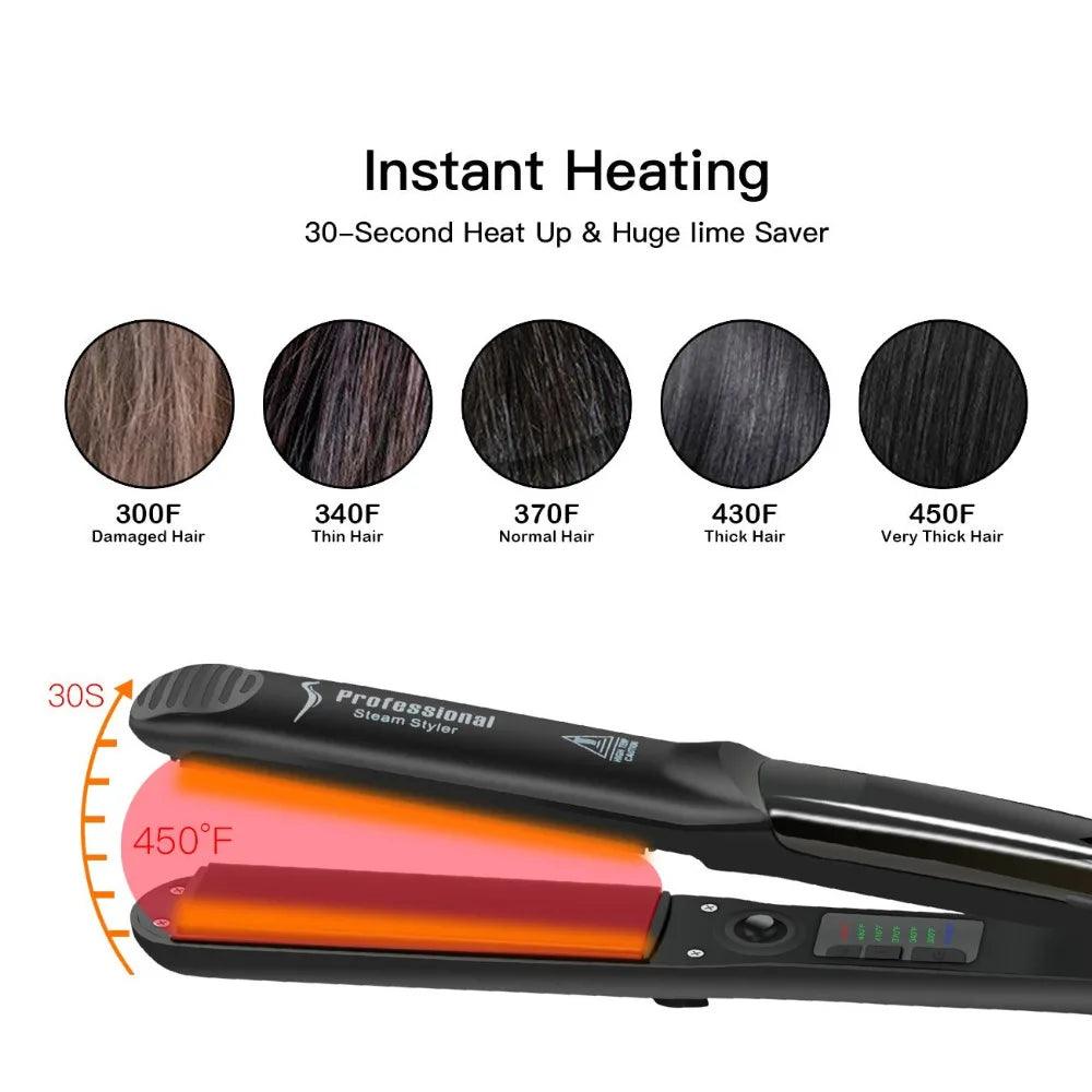 SilkyStrands™ Steam Hair Straightener & Curler - Silky Strands
