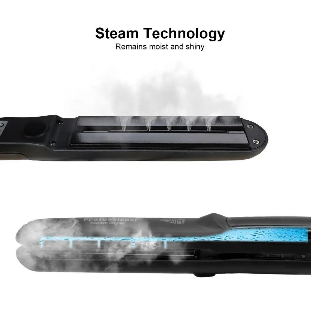 SilkyStrands™ Steam Hair Straightener & Curler - Silky Strands