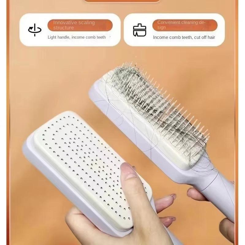 SilkyStrands™ AirCushion Self-Cleaning Hairbrush - Silky Strands
