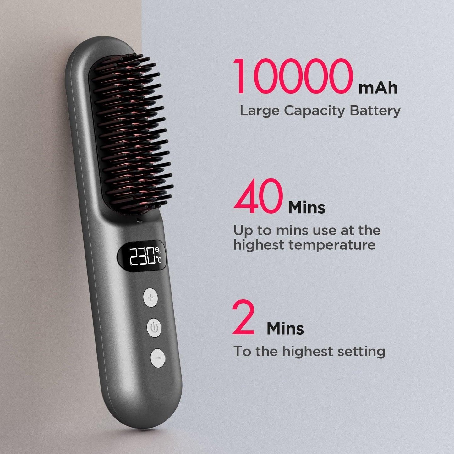 Cordless Hair Straightener Brush,Portable Negative Ion Straightening Brush for Women 9 Temp Settings Fast Heating & Anti-Scald Hot Comb for Travel