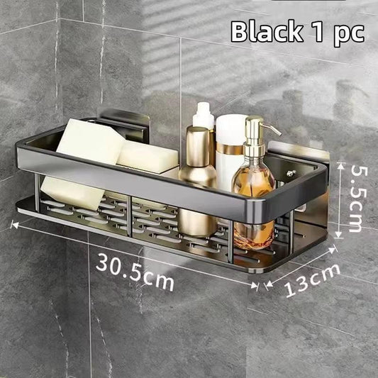 Wall Mounted 2 Tier Shelf No Drill Bathroom Shampoo Holder Floating Shelf for Wall Shelving Bathroom Kitchen Hardwares Organizer