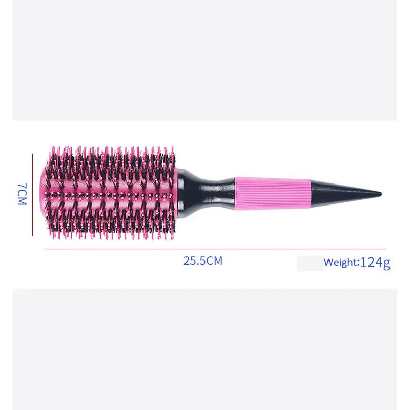 Salon Pink round Wooden Curling Comb Brushes Boar Bristle Mix Nylon round Rolling Brush Professional Hair Fluffy Stylin Supplies