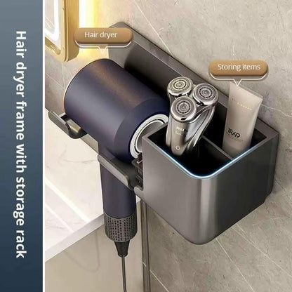 1Pc Hair Dryer Storage Rack Non Punching Bathroom Wall Mounted