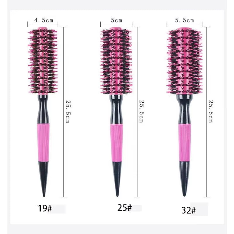 Salon Pink round Wooden Curling Comb Brushes Boar Bristle Mix Nylon round Rolling Brush Professional Hair Fluffy Stylin Supplies