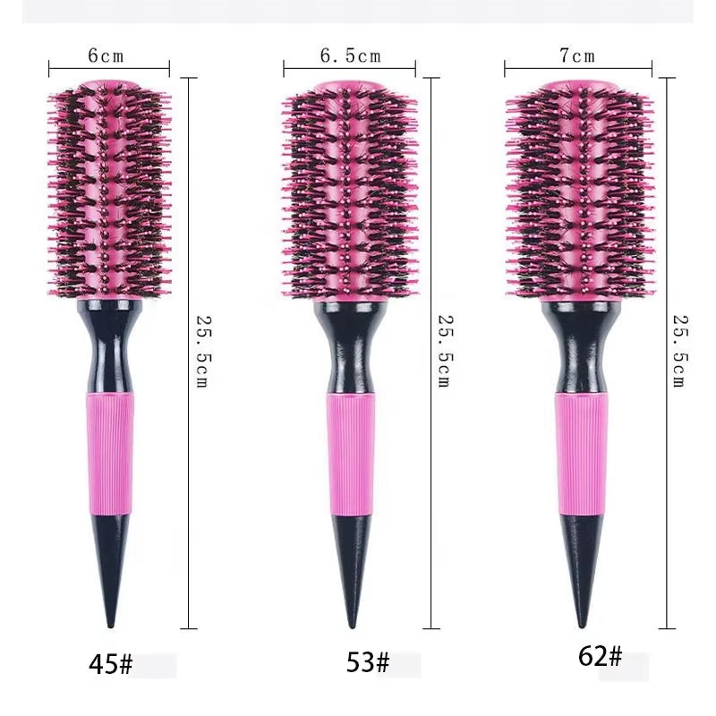 Salon Pink round Wooden Curling Comb Brushes Boar Bristle Mix Nylon round Rolling Brush Professional Hair Fluffy Stylin Supplies