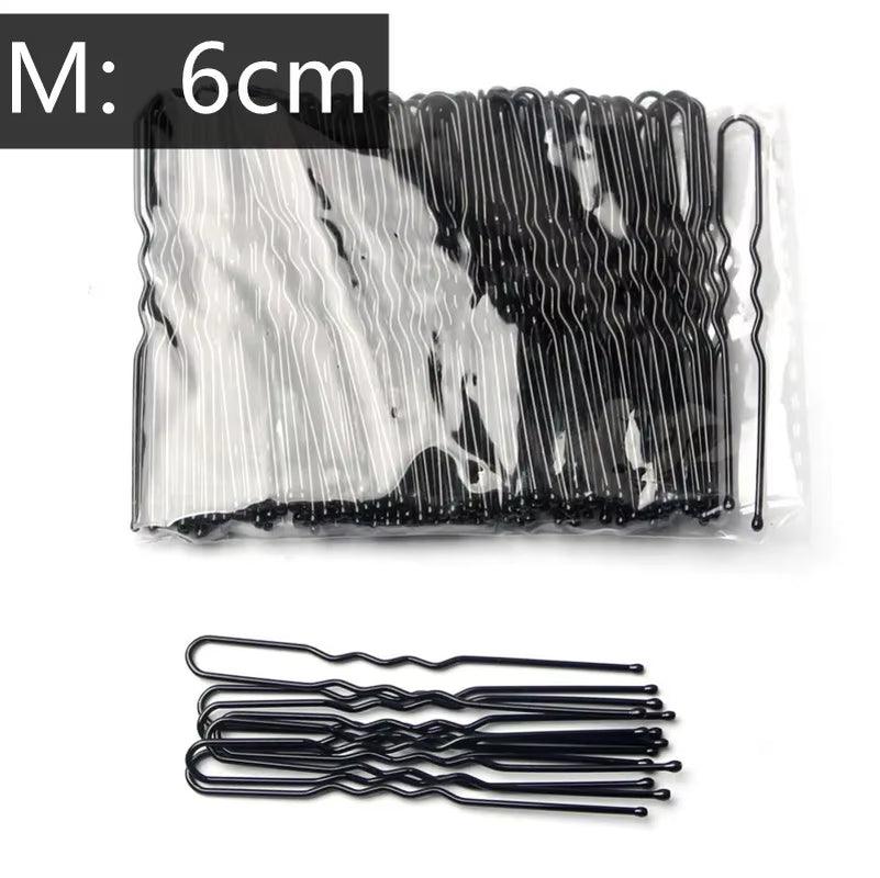 5/6/7Cm Alloy Bobby Pins Barrettes U Shaped Metal Hair Pins Waved Hair Clips Bridal Hair Pins Hair Styling Tools Black 50Pcs/Bag