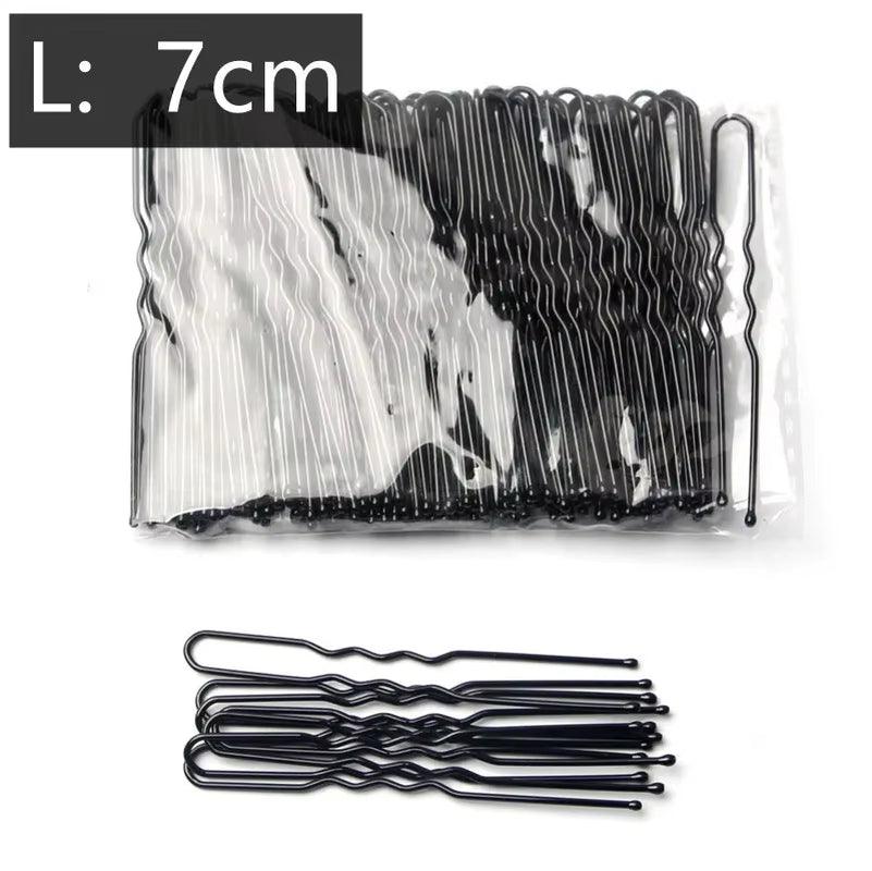 5/6/7Cm Alloy Bobby Pins Barrettes U Shaped Metal Hair Pins Waved Hair Clips Bridal Hair Pins Hair Styling Tools Black 50Pcs/Bag