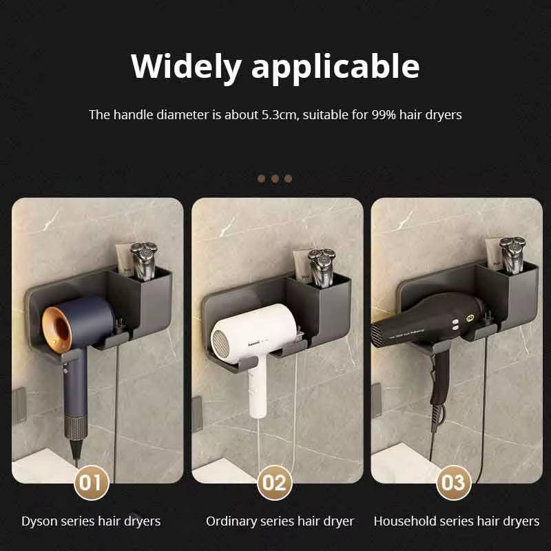 1Pc Hair Dryer Storage Rack Non Punching Bathroom Wall Mounted