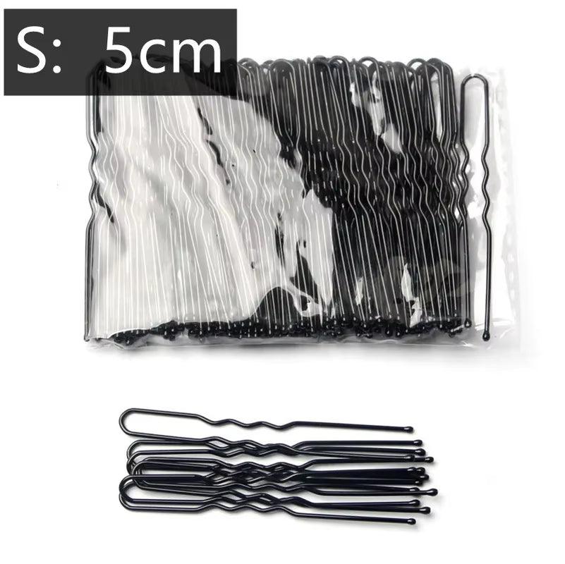 5/6/7Cm Alloy Bobby Pins Barrettes U Shaped Metal Hair Pins Waved Hair Clips Bridal Hair Pins Hair Styling Tools Black 50Pcs/Bag