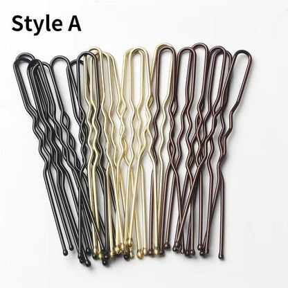 5/6/7Cm Alloy Bobby Pins Barrettes U Shaped Metal Hair Pins Waved Hair Clips Bridal Hair Pins Hair Styling Tools Black 50Pcs/Bag