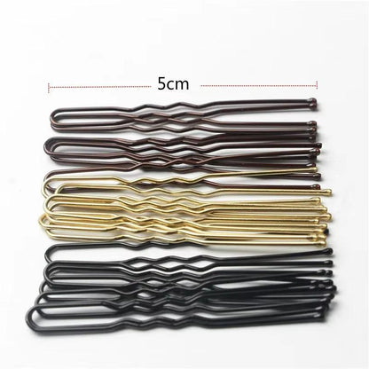 5/6/7Cm Alloy Bobby Pins Barrettes U Shaped Metal Hair Pins Waved Hair Clips Bridal Hair Pins Hair Styling Tools Black 50Pcs/Bag