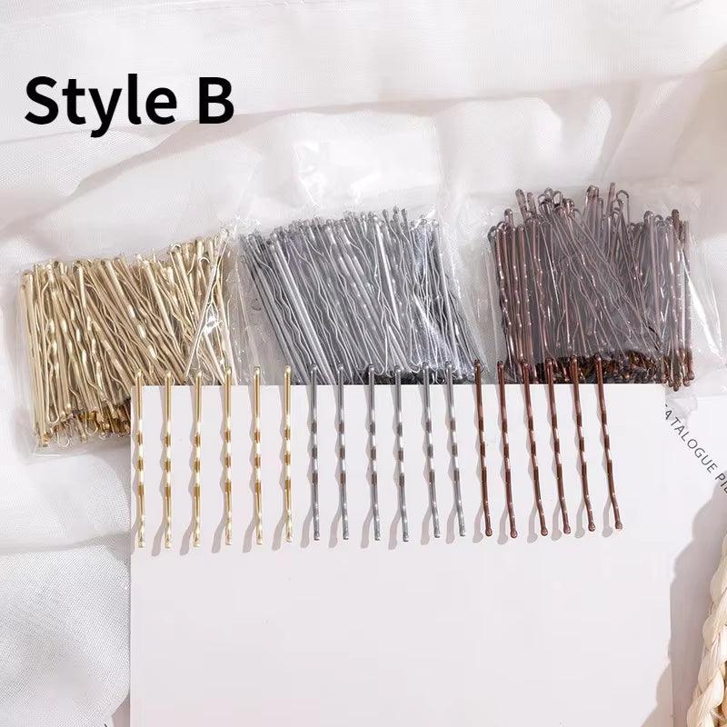 5/6/7Cm Alloy Bobby Pins Barrettes U Shaped Metal Hair Pins Waved Hair Clips Bridal Hair Pins Hair Styling Tools Black 50Pcs/Bag